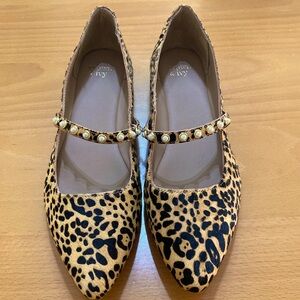 Crown & Ivy Pearl Strap Ballerina Flats - Cheetah size 8.5